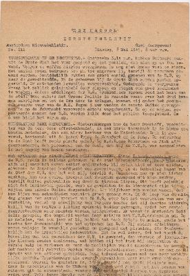 Eerste Bulletin "Het Parool" 8 mei 1945