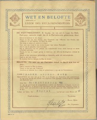 Wet en belofte voor leger des heils padvind (st) ers