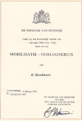 Toekenning mobilisatie-oorlogskruis